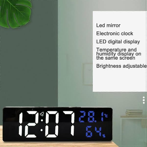 LED Digital Väckarklocka Snooze Temperatur Datumvisning USB Skrivbordsremsa Spegel LED-klockor För Liv
