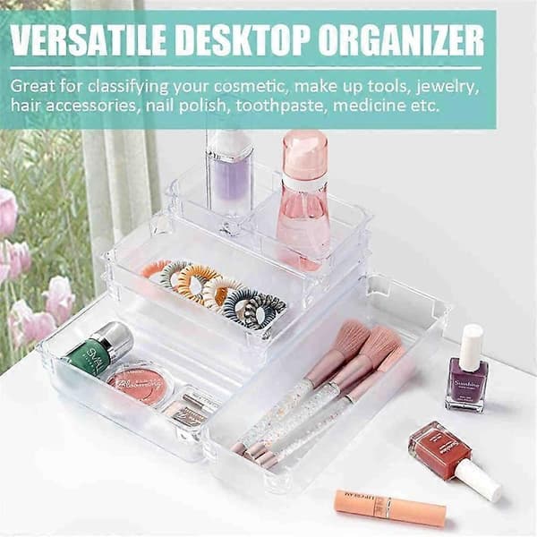 16 stk/sæt Plast Gennemsigtig Kontor Kosmetik Organizer Skuffe Opbevaringsboks