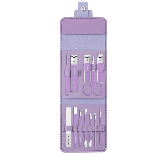 Nagelkit, nagelklippare, fotspa, fotskrubber, pedikyrsats, fotbad, set 12 Piece Set - Lavender Purple