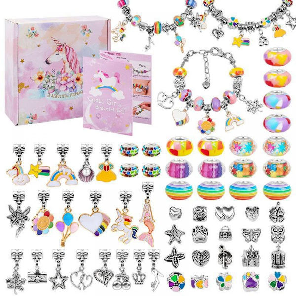 Charm Armbåndssæt, Armbånd Lav Dine Egen Børn Charm Armbånd Piger Sæt, DIY Smykker Håndværk Julegave Piger Gaver 5 6 7 8 9 10 11 12 13 År