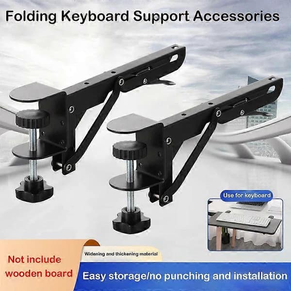 2 st. tangentbordsfäste för montering under skrivbord, höjdjusterbart, utdragbart och hopfällbart Small clip(1-5cm)