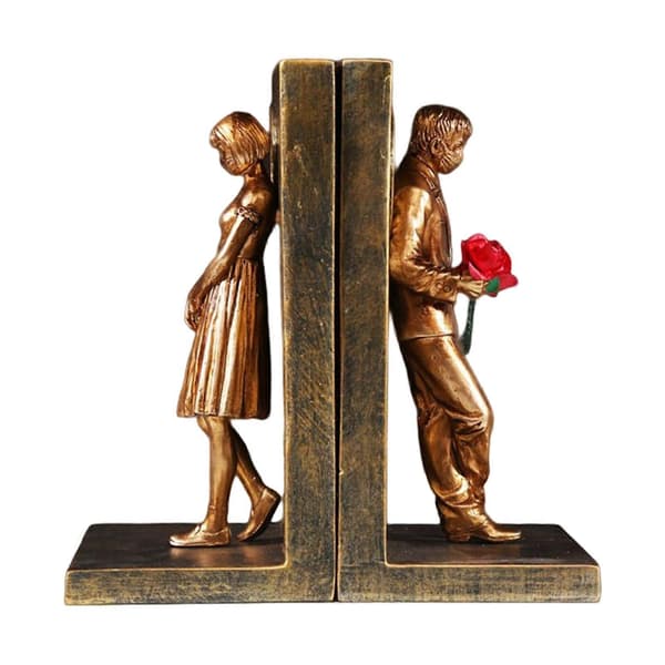 2 stk ornament 3D-effekt dekorativ lettvekts samlefigur skulptur dekorative bokstøtter til biblioteket