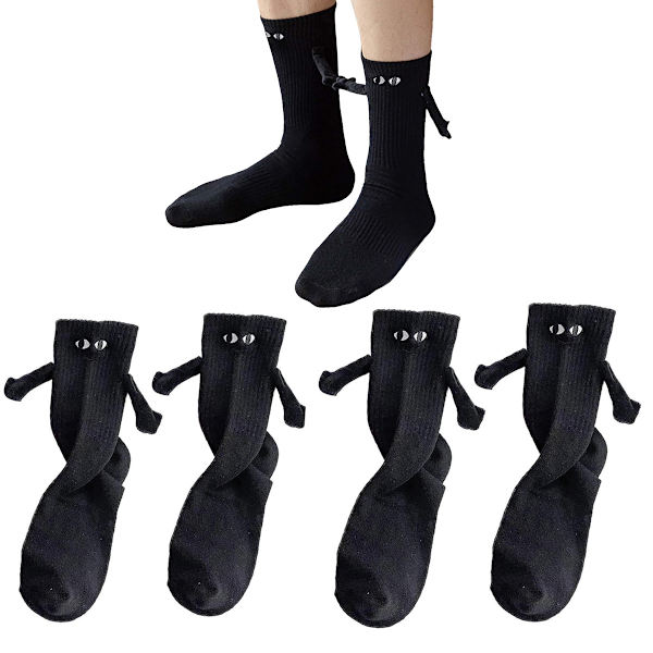 2 Par Soks til Par, Magnetiske Sjove Soks der Holder Hånd