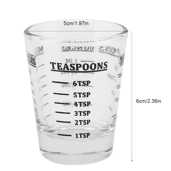 Liten glassmålebeger Oz / Ml / Teskje / Spiseskje 4 skalaer 1 ounce 30ml Kjøkkenverktøy