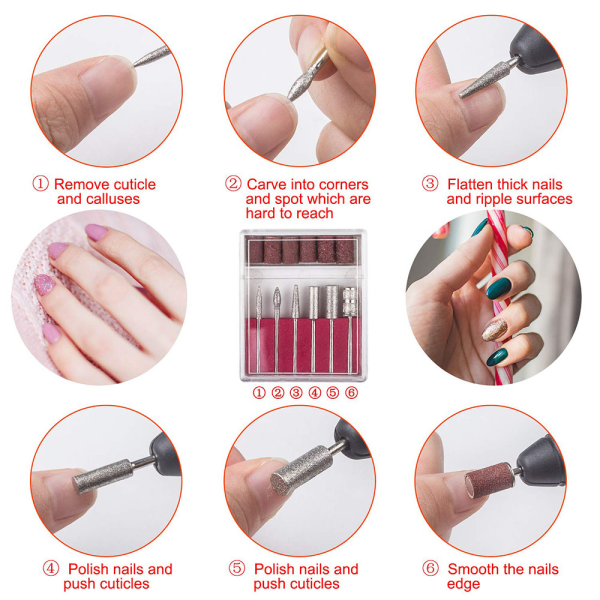 Elektrisk nagelfil, nagelborrmaskin, set för akrylnaglar Nagelglasering nagelborrning set