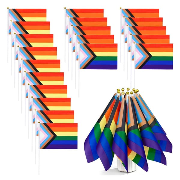 Progress Pride Flag, Vis din stolthed med vejrbestandigt design, 50 stk., Egnet til baggårde, haver