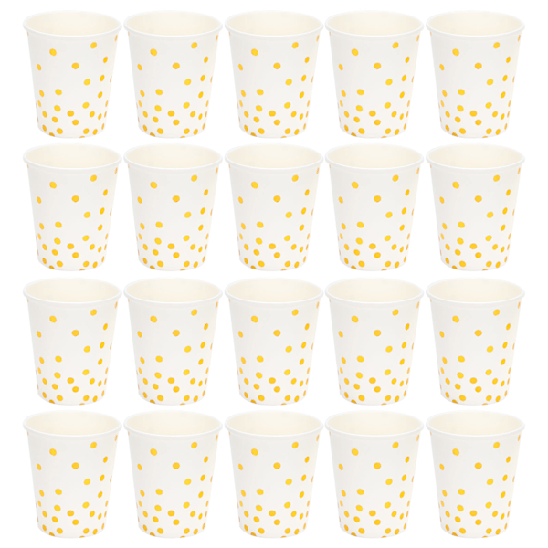 Pappersmugg Minimalistiska Gyllene Prickar Engångsmuggar för Semester Födelsedagsfest Vit