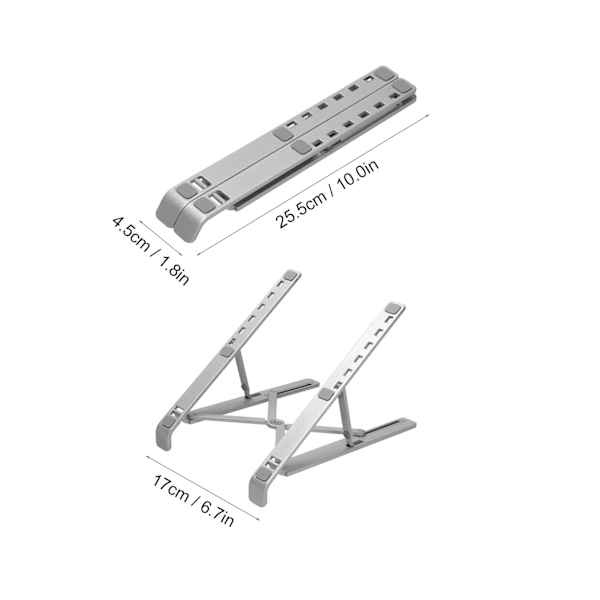 Fällbart Laptopställ i Aluminiumlegering, Bärbar Datorhöjare, Kylställ, Silver