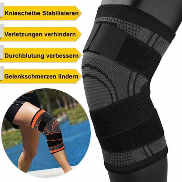 2x Knæbandage Knæstøtte Bandage Smerter Kompression SportBandage Knæbeskytter, L (Benomkreds: 45-50cm)