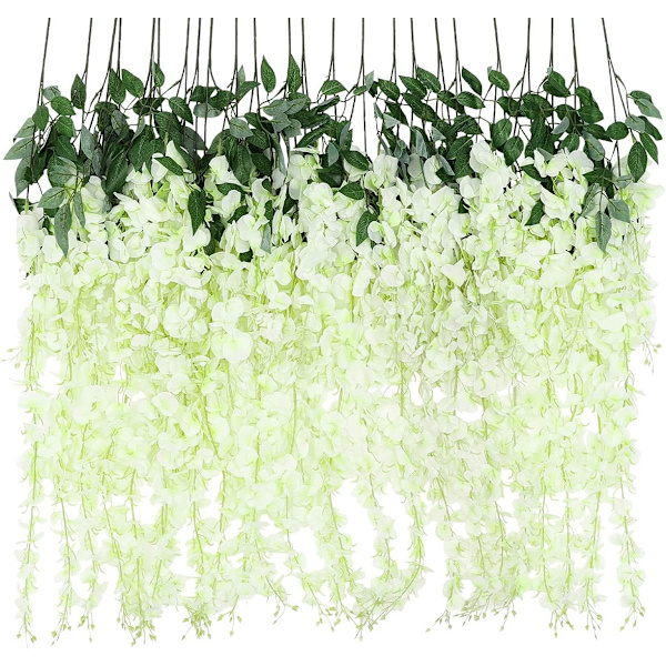 Kunstig Silke Wisteria Vine Rattan Garland Falsk Hengende Blomst