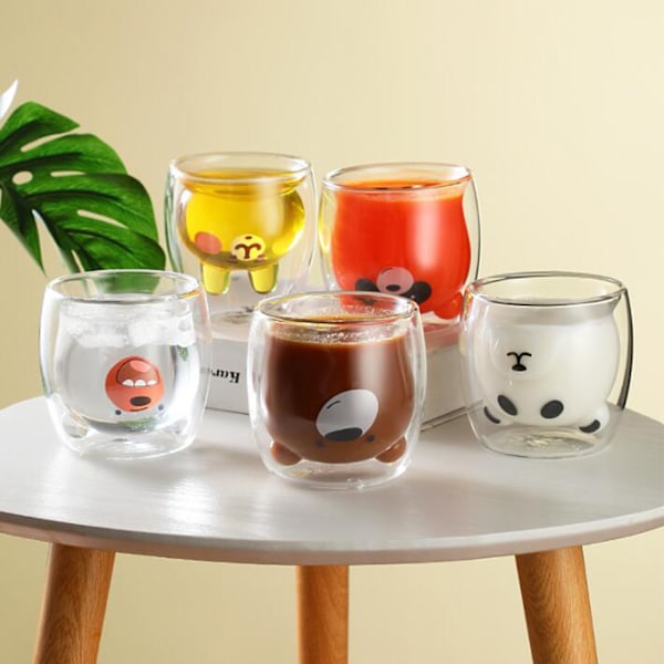 Sød Dobbeltlags Glaskop, Transparent Isoleret Glaskop, Kaffe Espresso Cappuccino Te Kop, Gave Hjem Tilbehør