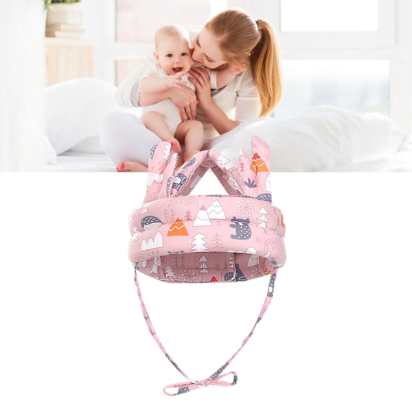 Babyhjelm Fallbeskyttelse Pustende Myk Babyhode Pute Bumper Bonnet for Løping Gange Krypende Rosa