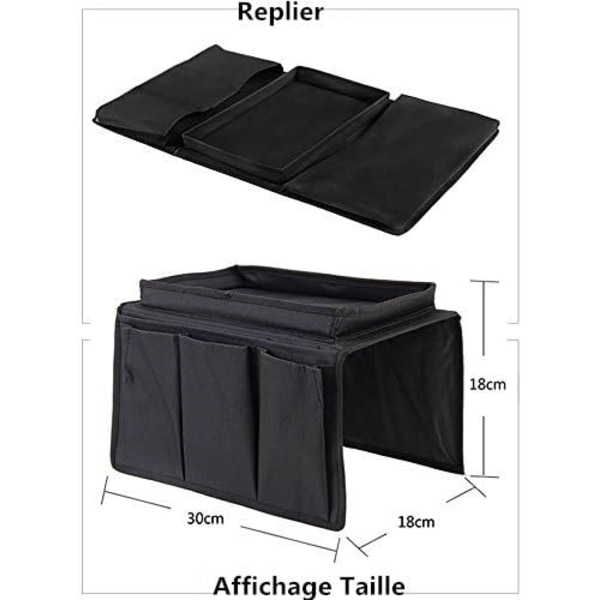 Armstödsorganisatör, halkfri design med mugghållare, praktisk för fjärrkontroller till soffstolar (Svart)