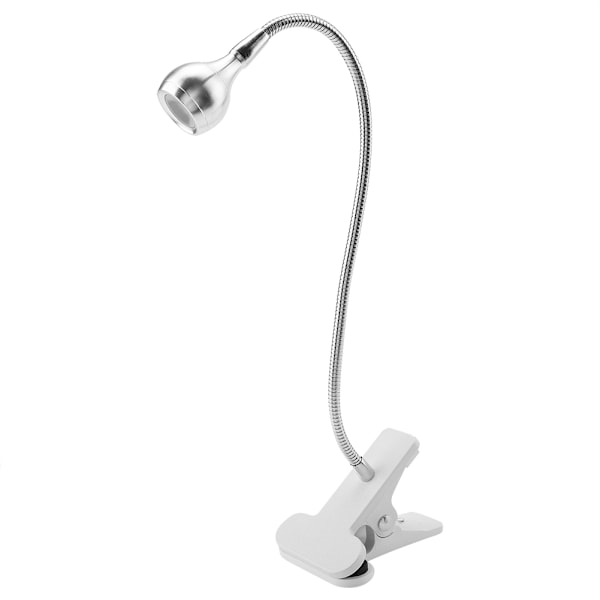 USB-LED-pöytälamppu Mini-työpöytäyövalo klipsillä kotiin, opiskeluun ja lukemiseen, hopeavalkoinen