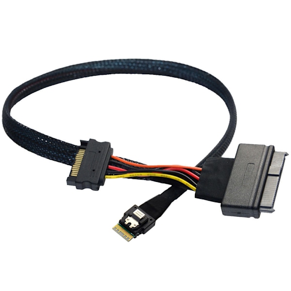 SFF-8643 - SFF 8639 -kaapeli, 12 Gt/s Mini SAS HD -kaapeli sisäinen Mini SAS SFF 8643 - U.2 SFF 8639 -kaapeli 15-napaisella naaras-SATA-virtapistokkeella