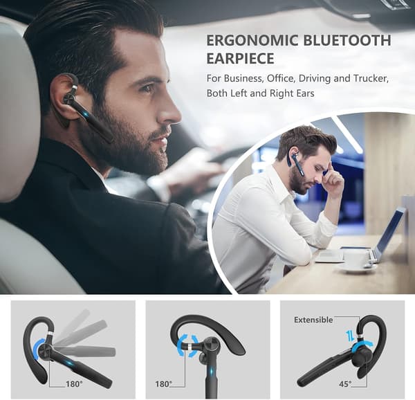 Bluetooth Headset, JOYHOOSH Bluetooth Ørepropp med MIC, Trucker B