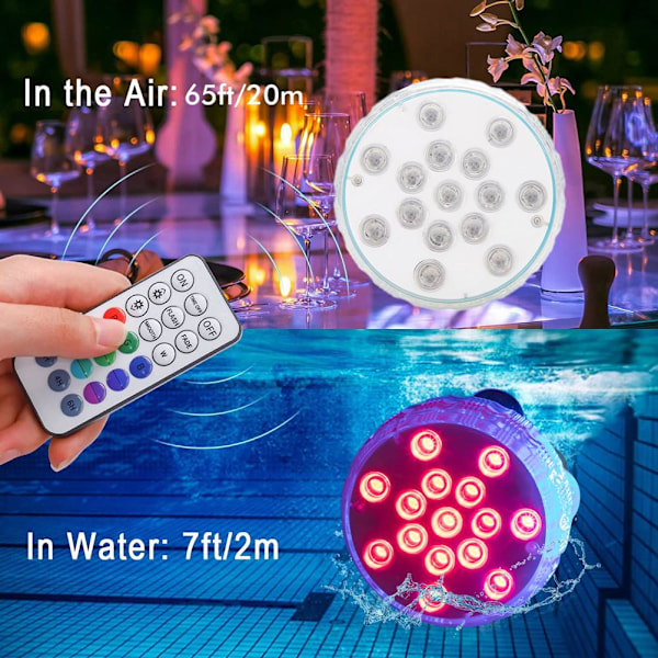 15 LED Vandtætte Pool Lys 16 Farver Under Vand Pond Lys med Sugkopper IP68 Vandafvisende Badekar Lys til Springvand Akvarier