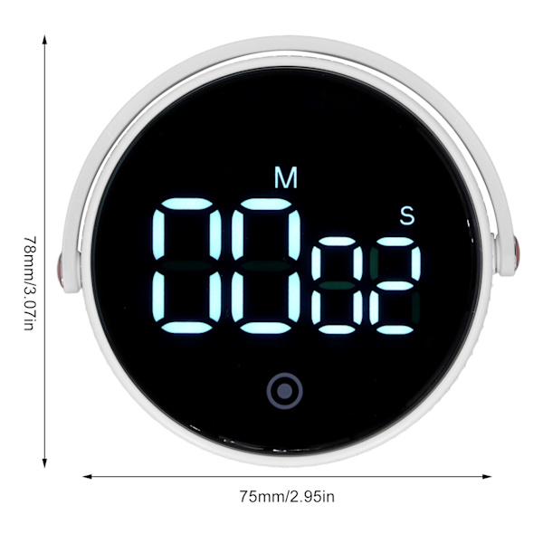 Elektronisk Timer med Stativ Digital Display Magnetisk Tidshåndtering Timer til Kontor Køkken, Hvid