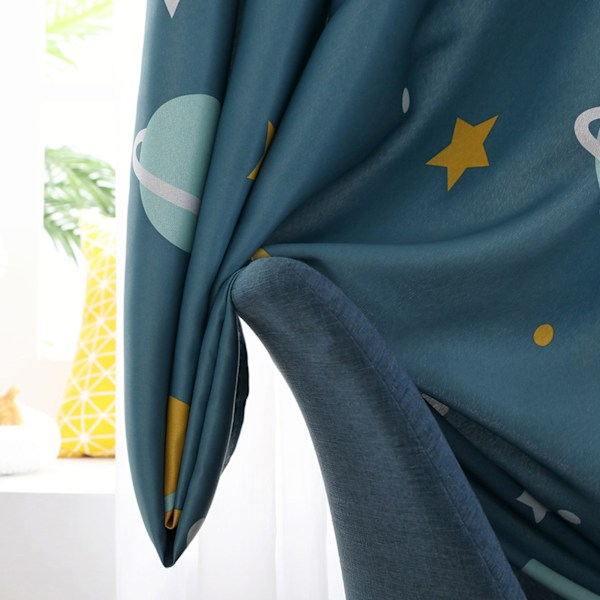 Tegneserie Blå Planeter Polyester Gardiner Lystette Gardiner Soverom Stue (1 stk)