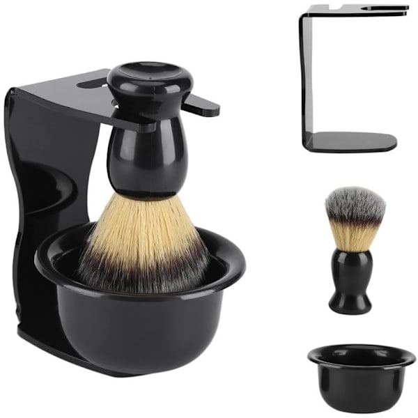 Fdit Barberset Kit Pensel Sæt Barberpensel med Rustfrit Stål Børster