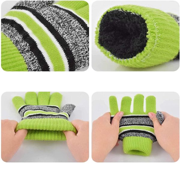 Vintermössa för barn, vinterscarf, set, varma ränder, stickad mössa, öglehalsduk, handskar, set för barn för barn i åldern