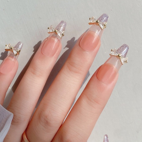 Nagelberlocksdekorationer Strasstenar Naglar fluga Strasstenar Akrylnaglar Konstgjorda nail art för semesterdekoration 16st golden