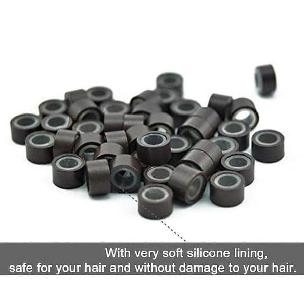 2500 stk. Micro Rings for hårforlengelse, 5 mm silikonforede ringer for ekte hår