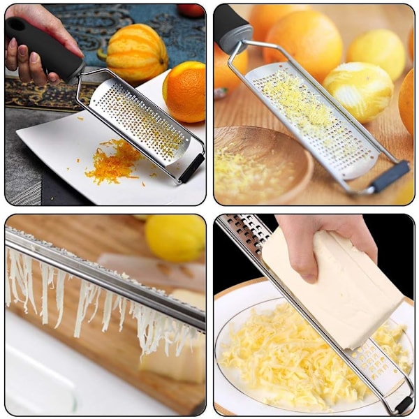 Fint Hul Blad Zester Rivejern, Kulinarisk Alsidighed i Citrus Zestning og Præcisionshåndværk, Konstruktion i Rustfrit Stål med Skridsikker Fod
