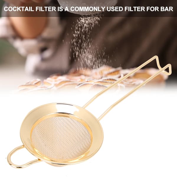 Profesjonelt Bartender-valg: Finmasket Cocktail Sil, Gull Rustfritt Stål Sikrer Kvalitetskonstruksjon, Ergonomisk Design For Enkel Håndtering