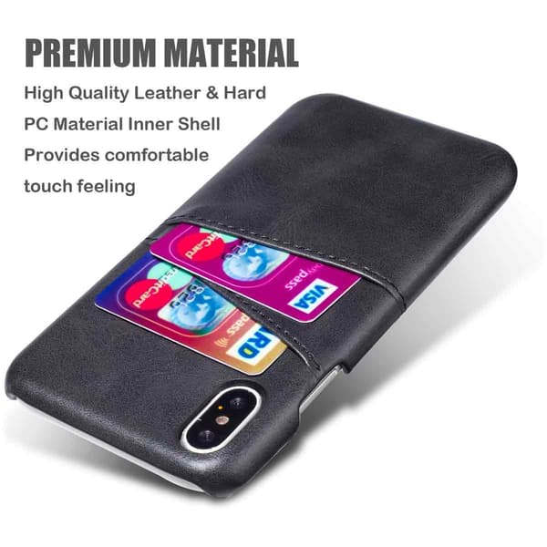 Retro Læder Kortholder Etui med Ægte Lædertekstur til iPhone 15