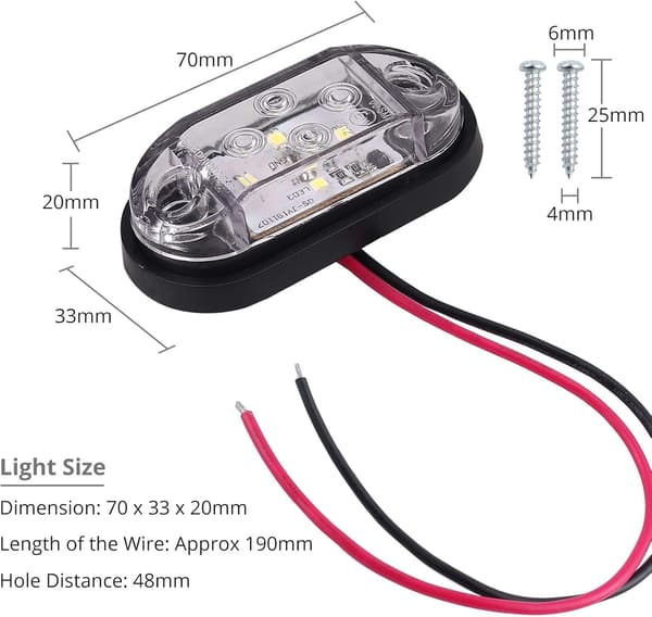 4x4LEDs Sidelys Foran Bak Klaring Lys Vanntett LED Ma