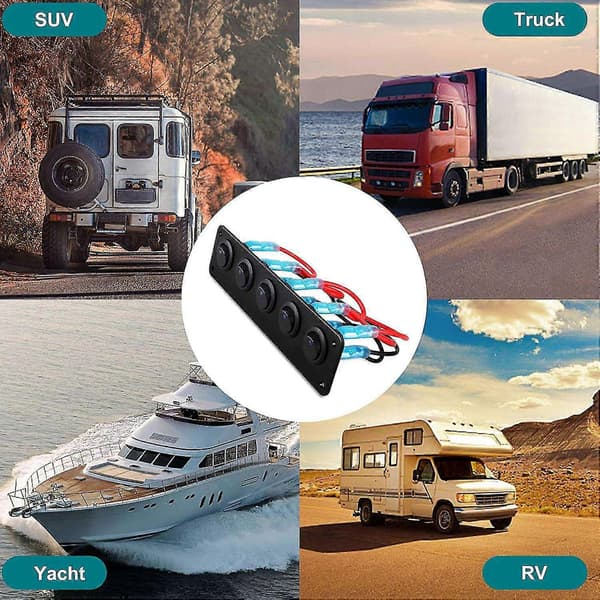 Er S Panel med 5 Forudkablede Tænd/Sluk Vippekontakter til 12v 24v Bil Køretøj Trailer Lastbil S