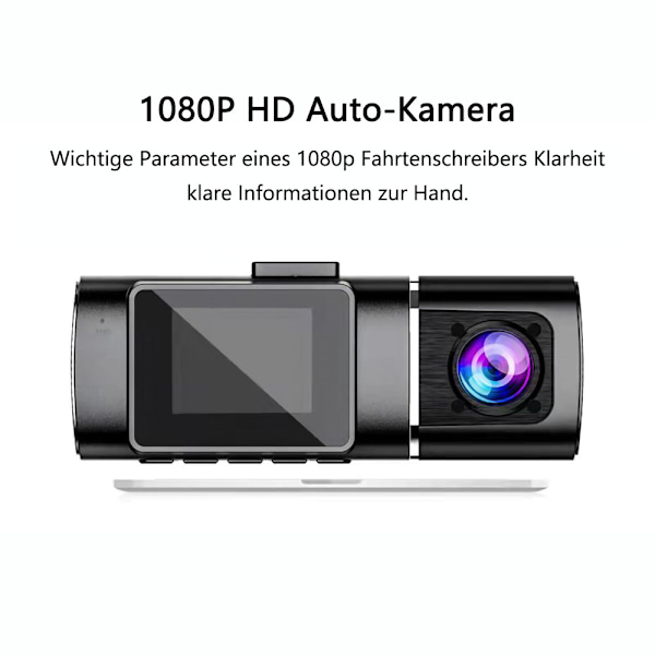 Dashcam bil dobbelt 1080P HD infrarød nattesyn bilkamera forreste interiør