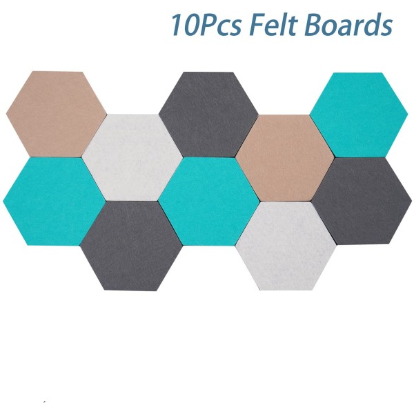 10st självhäftande filtbräda Kakel Hexagon anslagstavla för