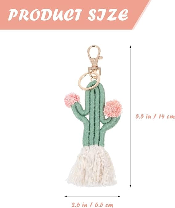 1 stk. Kaktus Pom Pom Nøglering Søde Kvinder Nøglering Boho Hængende Hånd