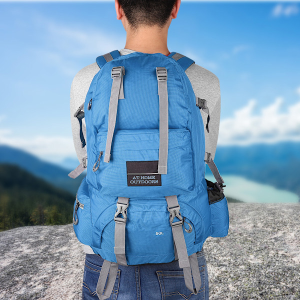 Free Knight 50L Vattentät Väska Nylon Camping Klättring Utomhus Resor Vandringsryggsäck Blå