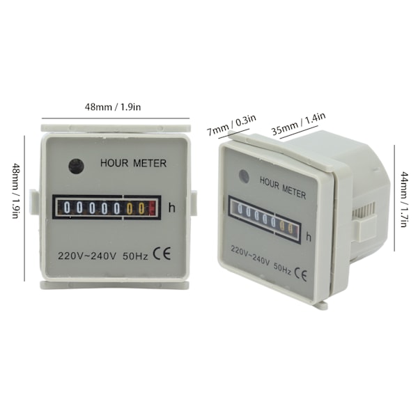 Timräknare Mekanisk Timräknare Industriell Timer med Indikator HM‑2/UWZ48 220‑240V 0.3W