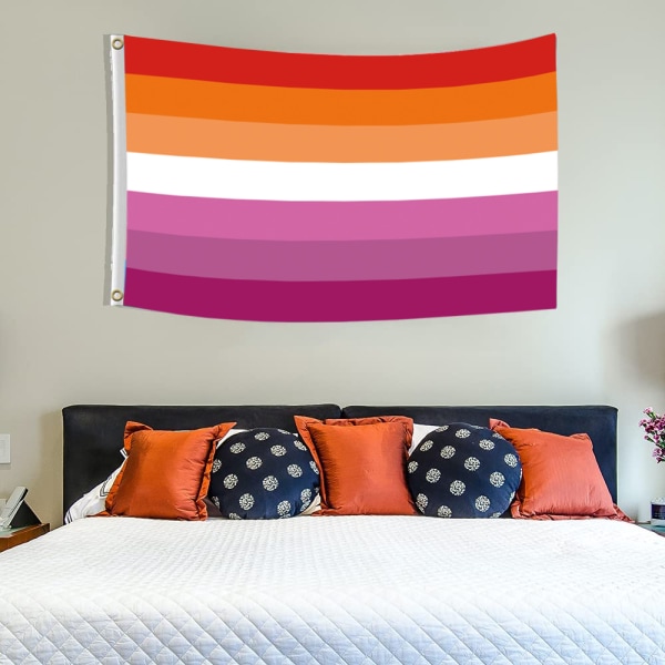 Lesbian Pride Flag 3x5 Ft - Sunset Les Rainbow Banner Stripes Flagga printed banner
