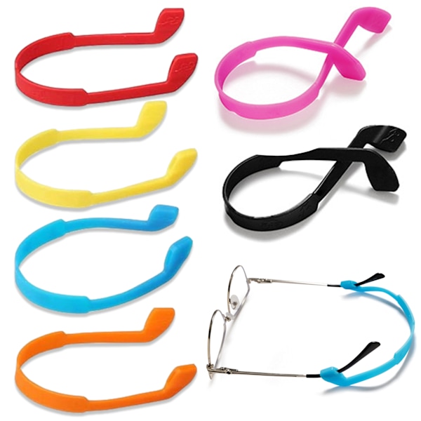 6 stk silikonbrillegjorder - 6 farger