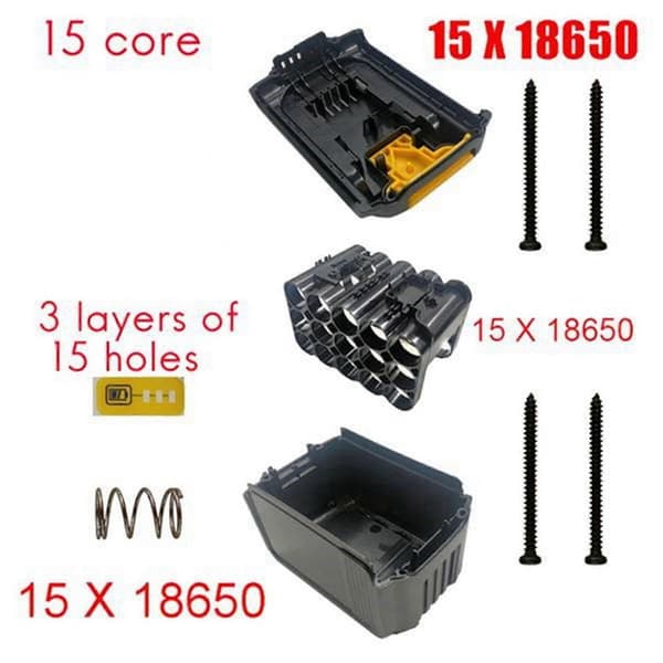 5x 15x18650 Li-ion Batteri Plastkasse Hus For 18v 20v