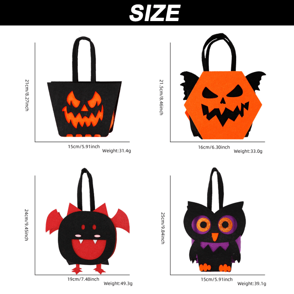4 stk Halloween Slikpose DIY Materialpakke Børnegaveposer