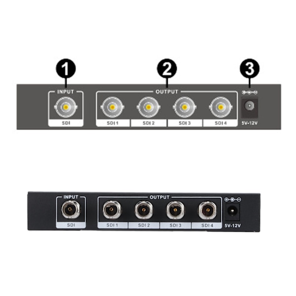 SDI 1 Inngang 4 Utgang Splitter Profesjonell Signal Split Høy Oppløsning SDI Distribusjonsforsterker 110‑240VEU Plugg