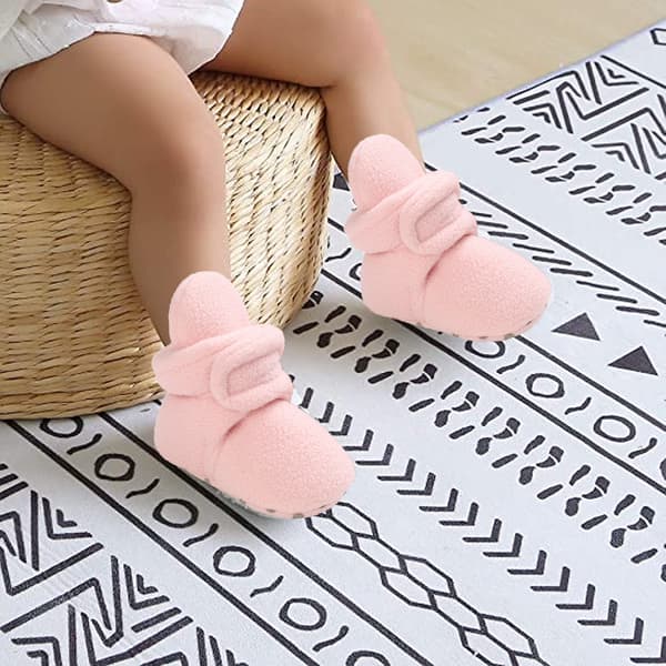 Varma vintersockskor för spädbarn och nyfödda pink 11cm