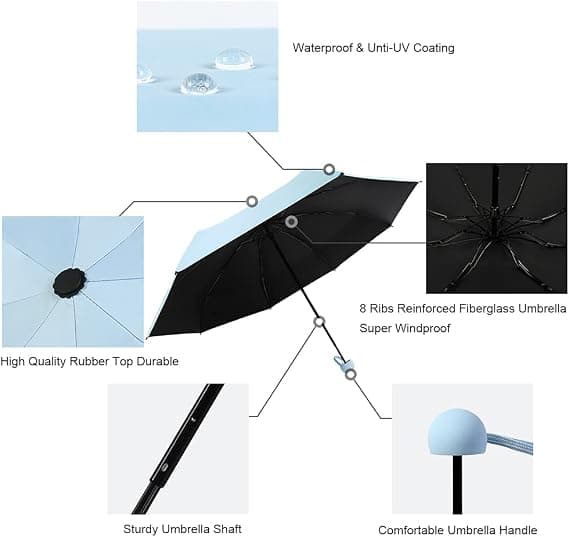 Mini Vindtett Sammenleggbar Reiseparaply, Sol & Regn Paraplyer, Com