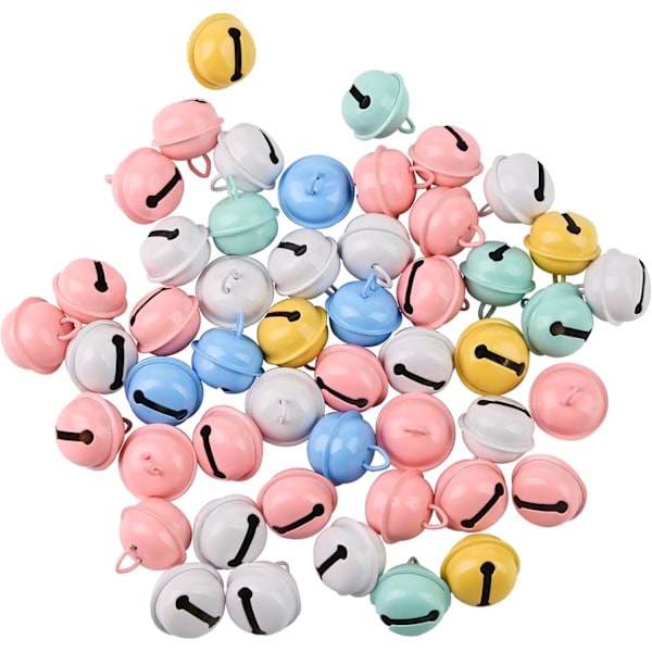 Färgglada pysselklockor för smyckestillverkning, bjällror, anti-oxidation, klart ljud, metallklockor 50 st 22 mm, idealiska för jul, mångsidig dekoration