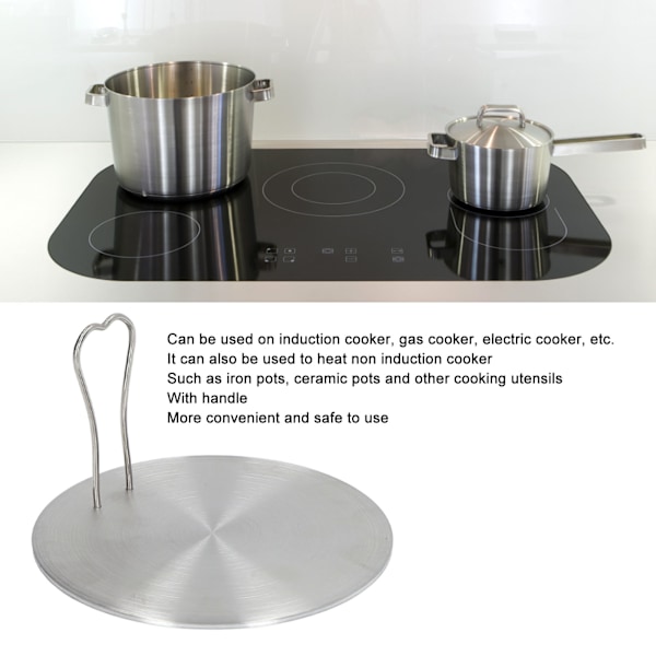 Varmefordelerplate i rustfritt stål Induksjonsplate Elektrisk induksjonskomfyr Diffusoradapter for hjemmekjøkken 18# 17,5 cm / 6,9 tommer