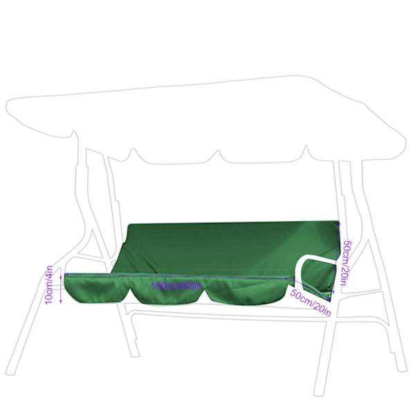 Trädgård Patio Utomhus Vattentät Gungstol Sitsöverdrag Kuddfodral Gungstol Sitsöverdrag 150 x 50 x 10CM (Grön)