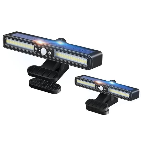 2-pakning utendørs solcellelamper med bevegelsessensor, 3 lysmoduser vanntett solcellelampe utendørs spotlight for hagegjerde (varmt lys)