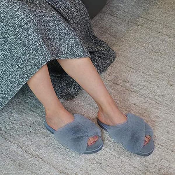 Varme kryds pels flip flops grå 38-39