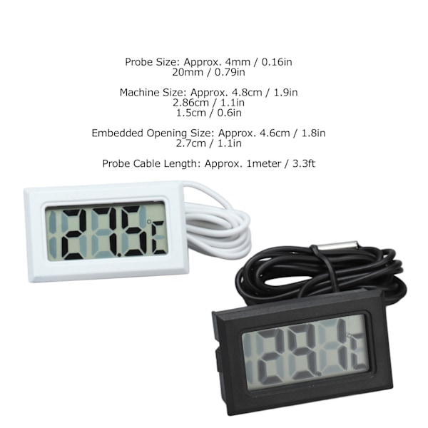 2 st elektronisk digital termometer termostat temperaturmätare 2s uppdatering med sond (svart vit)